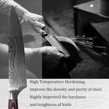 Набір кухонних ножів Gustrug 8 предметів з нержавіючої сталі, гострі ножі з ергономічною ручкою, подарункова коробка, для дому та ресторану