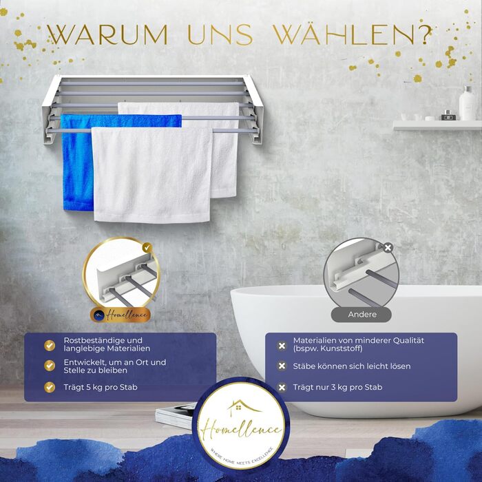 Настінна сушилка для білизни Homellence - розтяжна, 3,50 м, біла