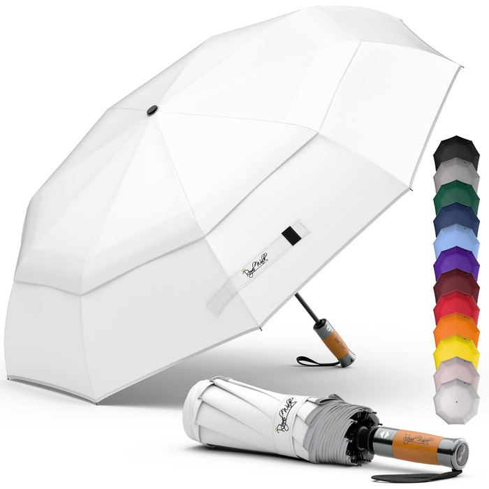 Чоловічий та жіночий парасолька Royal Walk: стійкий до вітру, автоматичний, з натуральним дерев'яним ручками