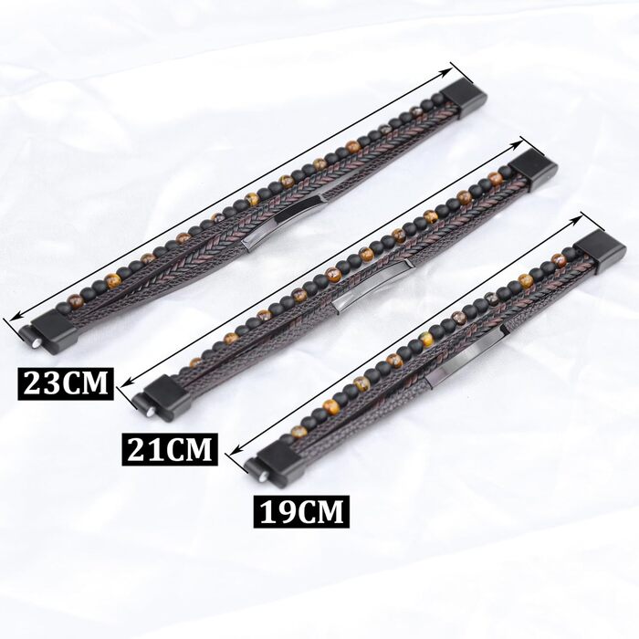 Чоловічий шкіряний браслет: стильний аксесуар для чоловіків. Браслет на руку з натуральної шкіри, 19-23 см, коричневий/чорний. Ідеальний подарунок на День батька.