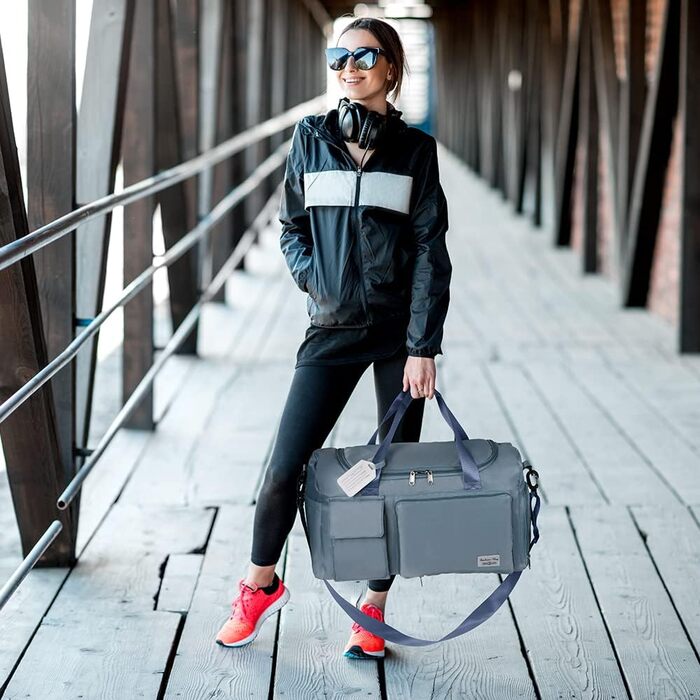 Спортивна сумка Flintronic 35L, водонепроникна, для подорожей та вихідних, блакитна (з багажним жетоном)