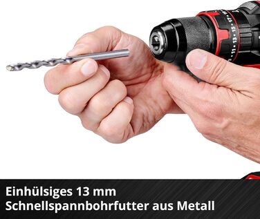 Акумуляторний ударний дриль-шуруповерт Einhell TE-CD 18/44 Li-i (1x2,5Ah) Power X-Change (18 В, 44 Нм, ударна функція, патрон 13 мм, 2 швидкості, з акумулятором 2,5 Ah та зарядним пристроєм)