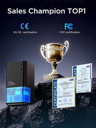 EasyAcc Електричний осушувач повітря 1200 мл, компактний, тихий, портативний, з автовимкненням та режимом сну. Ідеально для дому та офісу (чорний)