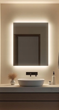 LED-дзеркало у ванну кімнату 140x40 см, підсвічене прямокутне дзеркало з COB-led