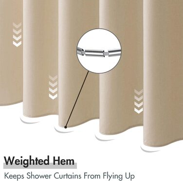 Шторка для душу MIULEE з льону, 120x200 см, світло-бежева, важка, поліестер, водонепроникна, з антигрибковим покриттям, для ванної кімнати, з 8 кільцями