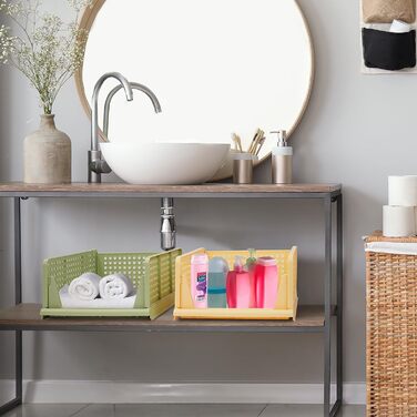 4 Pack Stackable Folding Closet Storage Box Organizer (Easy Open and Fold), Plastic Closet Shelves Storage Box Organizer, Bedroom, Kitchen (Multicolor)