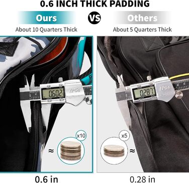 Чохол для гітари повного розміру 99 см (40 дюймів) - для акустичної та концертної гітари, Gigbag, 15 мм, водонепроникний, з двома кишенями, регульований плечовий ремінь, захист грифа