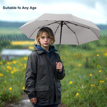 Дощовий парасолька SoulRain: вітростійка, компактна, для автомобіля, гольф, у подорожі (сірий)