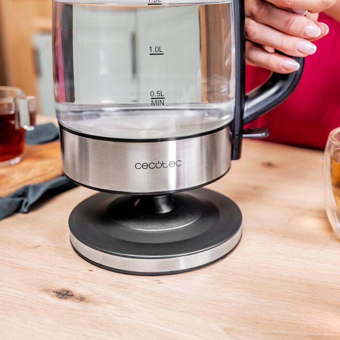 Cecotec ThermoSense 1.7L Electric Kettle - Borosilicate Glass, 2200W, 360° Swivel Base, LED Indicator, Safety System