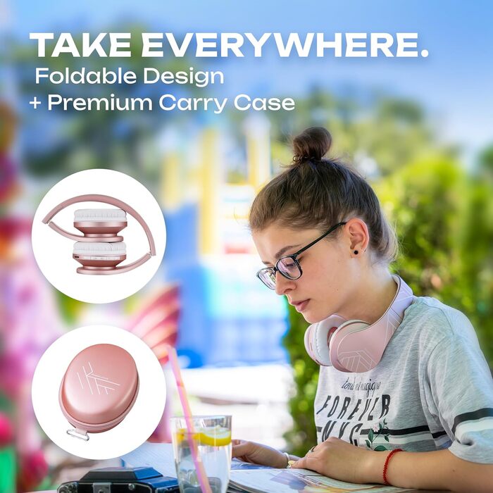 Бездротові навушники PowerLocus Over Ear Bluetooth з мікрофоном (Рожеве золото)