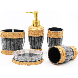 Набір аксесуарів для ванної кімнати LUINT Vintage в червоно-чорному кольорі (5 шт.)