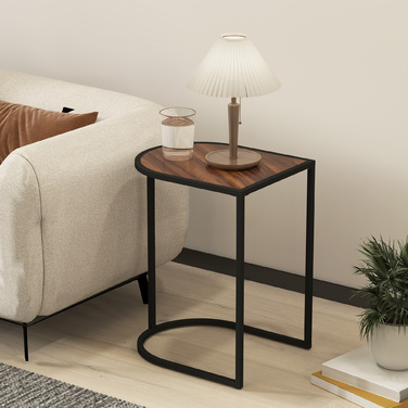 HOMCOM 2-Piece Couch Table Set, Square Side Table, Coffee Table with Steel Frame, Stackable Sofa Table, for Living Room, Holds up to 20 kg, Brown+Black | Aosom