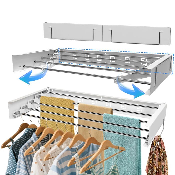 Висувна сушарка для білизни на стіну, 80 см, вантажопідйомність 50 кг