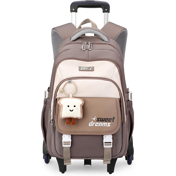 Шкільний рюкзак-роликовий для дівчаток-підлітків, 36L, зелений (коричневий)