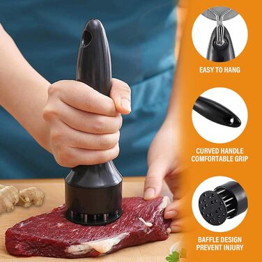 Нізіріо Fleischklopfer: М'ясорубка з нержавіючої сталі, подвійний молоток для шніцелів, безпечна для миття в посудомийній машині