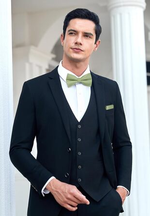 Енлізіон краватка-метелик для чоловіків з кишеньковим хустинкою - Комплект краватки-метелика та хустинки для весілля, костюма, з подарунковою коробкою (світло-зелений)