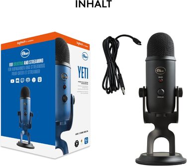 Мікрофон Blue Yeti USB - професійний для запису, стрімінгу, подкастингу, геймінгу та вокалу. Підтримка Plug & Play для PC та Mac. Чорний колір