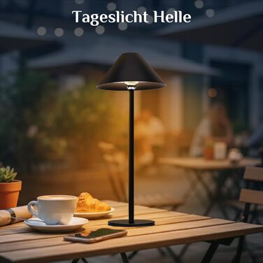 Світлодіодна настільна лампа Rosnek бездротова, акумуляторна 4000 mAh з димером, поворотна на 360°, чорна