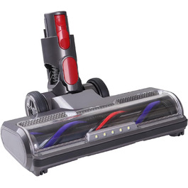 Насадка для пилососа Dyson V7, V8, V10, V11, V15: щітка з прямим приводом та 5 LED-ліхтариками для твердих поверхонь (сіра)