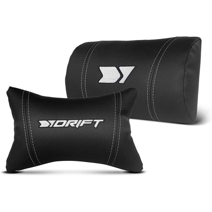 Професійне ігрове крісло DRIFT GAMING DR350 ергономічне, з 4D-підлокітниками, подушками під поперек та шию, нахил 135°, безшумні колеса, чорно-біле