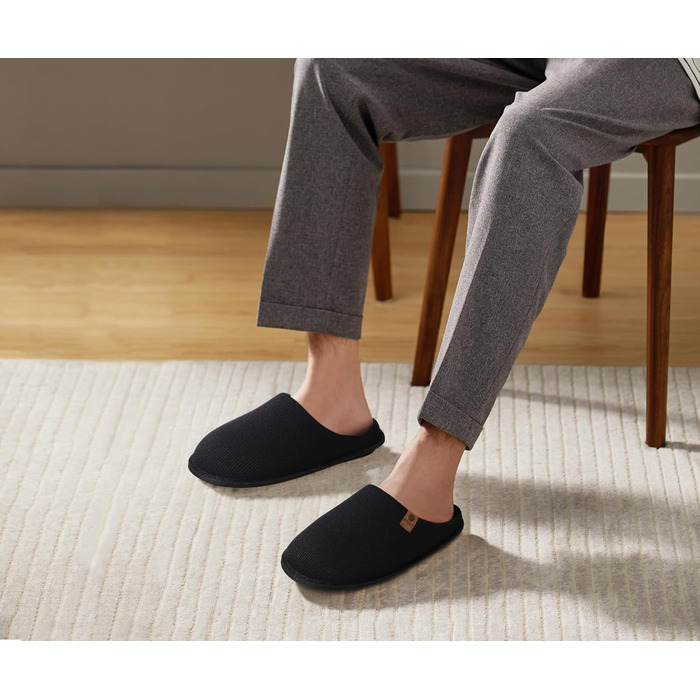 Чоловічі тапочки ONCAI з піною Memory Foam, штучним хутром, підошвою з гуми, для дому та вулиці, розмір EU 40-49, чорний