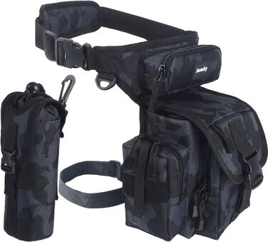 Тактична набедрена сумка Jueachy, водонепроникна, для мотоциклів, риболовлі, кемпінгу (чорний камуфляж)
