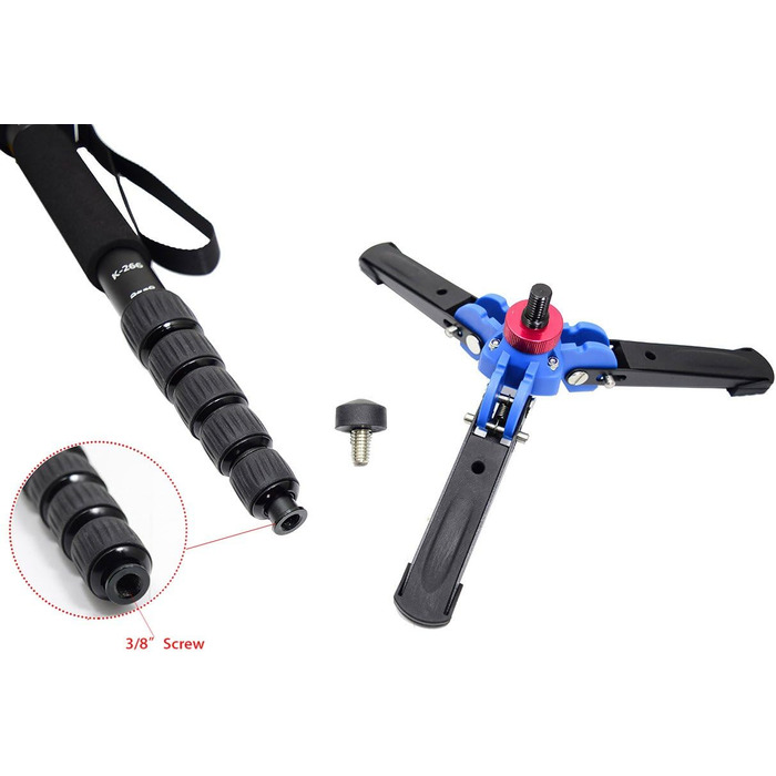 Штатив для камери Koolehaoda K-266 чорний, 6 секцій, 42-160 см, витримує до 7 кг