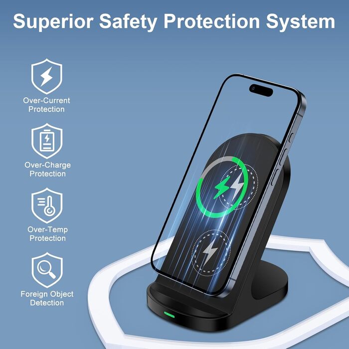 Бездротова зарядка Induktive 15W: швидка підставка для Google Pixel, Samsung Galaxy, iPhone