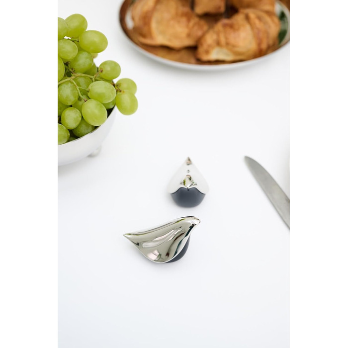 EDZARD Salt & Pepper Shakers Dove (H 6 cm) in Black & Silver - Table Set Pepper & Salt Shakers, Storage - Salt & Pepper Shakers as Decoration, Spice Shakers as Gifts for Festive Occasions