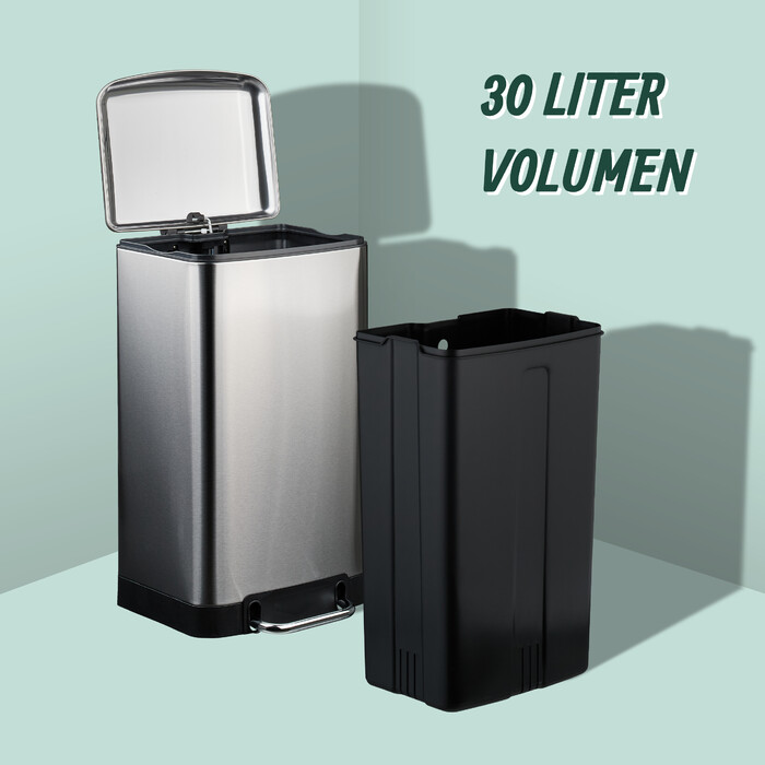 Relaxdays Kitchen Trash Can 30 Liter with Trash Bags