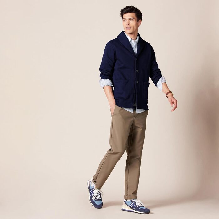 Чоловіча в'язана жилетка Amazon Essentias з флісу з капюшоном та коміром-шарфом (S, Морська синя)