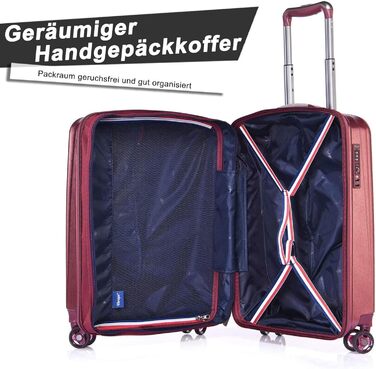 ABISTAB VERAGE Kinetic 4-Double-Wheel Trolley Large, Weighs -76cm, 106-127 Expandable, TSA Lock, ABS/PC Hard Shell Suitcase, Travel Suitcase, Burgundy (Metallic Burgundy, SM)