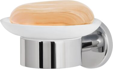 Тримач для мила Bremermann Lucente - скляний та нержавіючий, для ванної та душу, з можливістю кріплення на клей або свердління