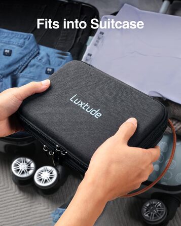 Органайзер для кабелів Luxtude: зручна кейс для зарядних пристроїв, кабелів, Power Bank та жорстких дисків (чорний, двошаровий)