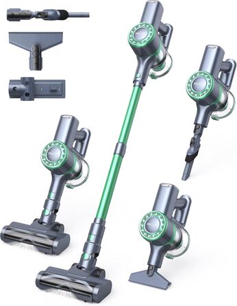 Бездротовий пилосос MIUZZY M241 30000Pa з акумулятором, 50 хв роботи, LED дисплей, для твердих поверхонь, килимів, шерсті тварин, зелений