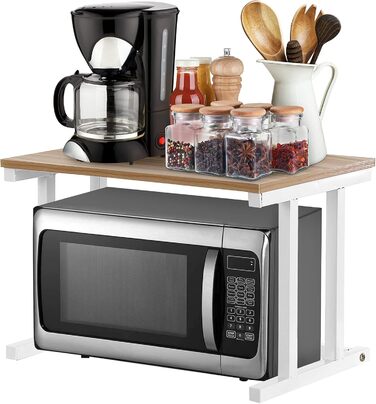 Cocoarm Microwave Shelf Standing Shelf for Microwave 2 Tier Kitchen Shelf Countertop Microwave Shelf Microwave Rack for Kitchen Microwave Stand Holder Made of Metal (white)