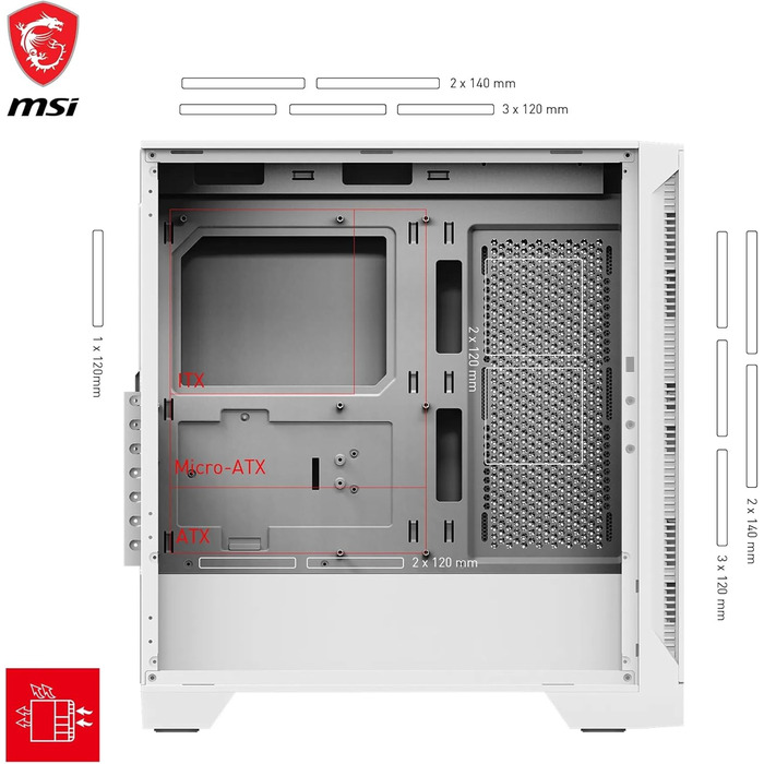 Корпус ПК MSI MAG Forge 320R Airflow White - Mid-Tower, ATX, підтримка RTX 40 GPU, ARGB вентилятори, магнітні фільтри, загартоване скло