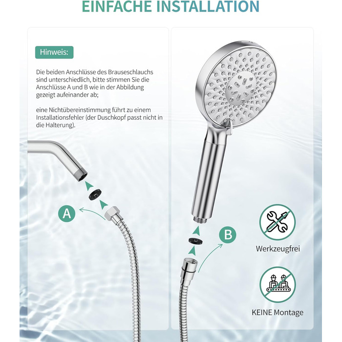Душова лійка SR SUN RISE з фільтром, набір для душу з шлангом та фільтрами, ручна душова лійка з 9 функціями, 4 фільтри, високий тиск для жорсткої води, видаляє залишковий хлор, важкі метали, бактерії, 4-картриджний комбінований фільтр Gold
