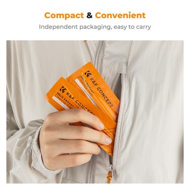 Набір для чищення об'єктивів K&F Concept: для фотоапаратів, об'єктивів, фільтрів та телефонів. З Lenspen, пензликом, мікрофіброю та рідиною для чищення (12 мм, 10 шт.)