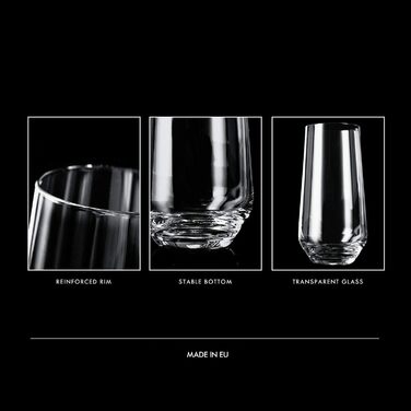Krosno Water Glasses Highball Glasses Drinking Glasses | Set of 12 | 480 ML | Splendour Collection | Perfect for home, restaurants, and parties | Dishwasher safe