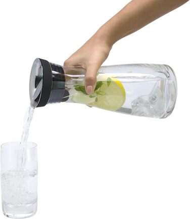 WMF Basic Glass Water Carafe 0.75 liter, Glass Carafe with Lid, Silicone Lid, CloseUp Closure