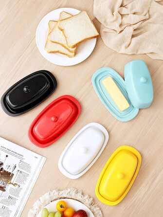 Ceramic Butter Dose with Lid and Knife for Countertop Refrigerator, 20.3 cm, White Butter Holder with Porcelain Lid Knob, Handle for East-West Butter Sticks