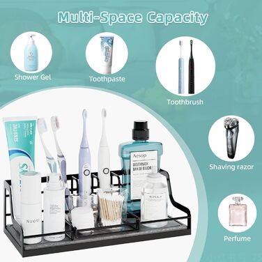 Тримач для зубних щіток у ванну кімнату, органайзер на 6 слотів, швидковисихаючий, для електричної зубної щітки, з абсорбуючим гелем, чорний