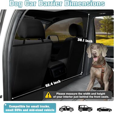 Сітчаста перегородка для собак у машину Mixsuper, 133,1 см, для позашляховиків та авто, чорний, міцна, для середніх собак