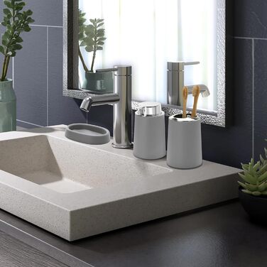 Набір аксесуарів для ванної кімнати FEILANDUO (4 шт.), сірий: мильниця, дозатор мила, тримач для зубних щіток