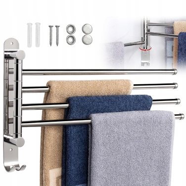 Поворотний вішак для рушників у ванну кімнату, настінний тримач-гачок