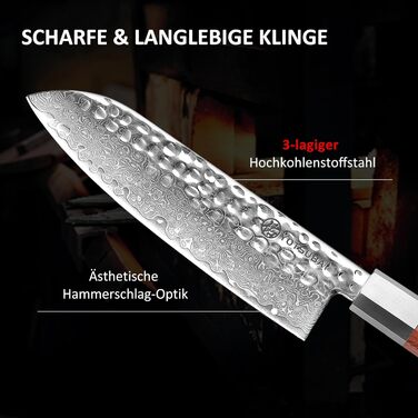 Кухонний ніж YOTSUBA Hackmesser 18 см: професійний кухонний тесак для м'яса та овочів з ергономічною ручкою з пакавуду, надзвичайно гострий