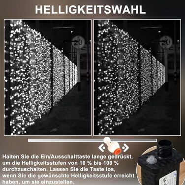 Льо́дова гірлянда LED WISD 23м, 200 LED, 12 режимів, димер, таймер, EU-штекер - декор для ялинки, балкона, кімнати, саду (білий, 1000 LED)