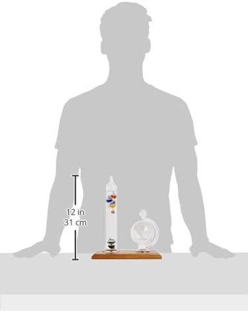 AcuRite 00795A2 Galileo Thermometer with Glass Globe Barometer, Barometer Set, Glass/Wood