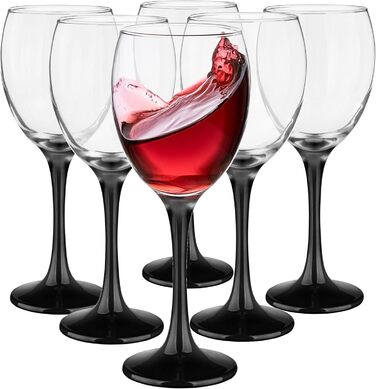 Набір келихів KROSNO Glasmark 1992: 6 шт., 300 мл, для вина, десерту, коктейлів, води. Чорний стілець, безпечні для миття в посудомийній машині